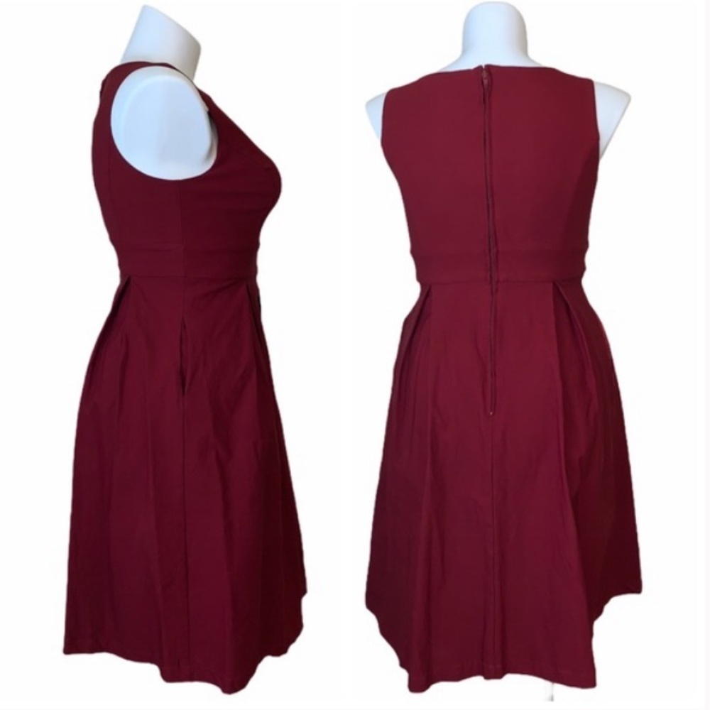 Modcloth Always Polished burgundy fit flare dress - Picture 3 of 5